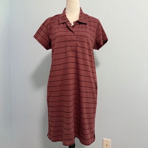Pact Dress Women's  Mauve Striped 100% Organic Cotton  Size L - Picture 1 of 7